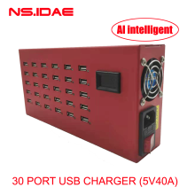 30-Port USB Red AI Smart Charger
