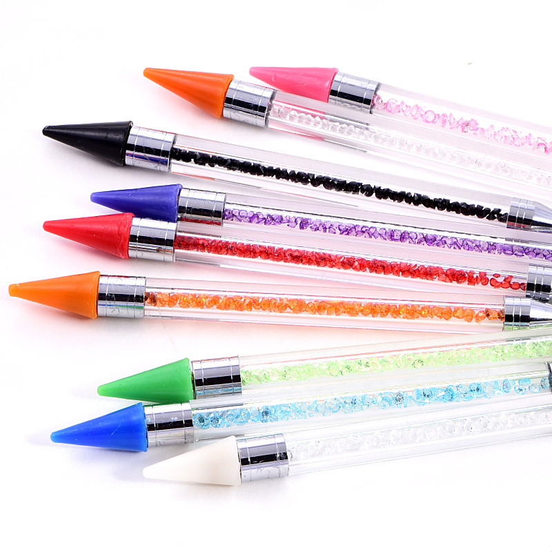 High Quality Colorful Crystal Pick Up Pencil Nail Art Rhinestones Picking Up Tools DIY Clothes Beads Picker Diamond Pencil B1287