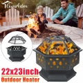 19inch Portable Wood Burning Fire Pits Curved Feet Brazier Decoration for Backyard Poolside Iron Black Courtyard Metal Fire Bowl
