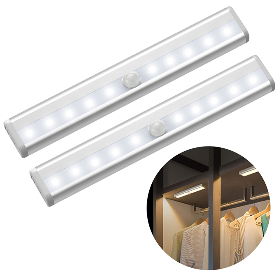 LED PIR LED Motion Sensor Light Wardrobe Cupboard Bed Lamp LED Under Cabinet Night Light For Kitchen Closet Stairs