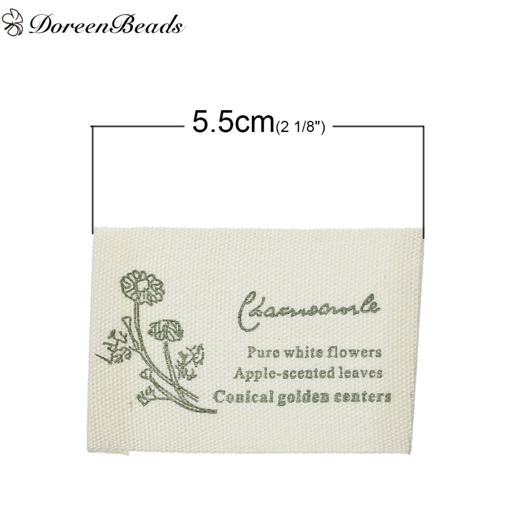 DoreenBeads Cotton Woven Printed Garment Labels Tags DIY Scrapbooking Craft Rectangle & Green, 10 PCs