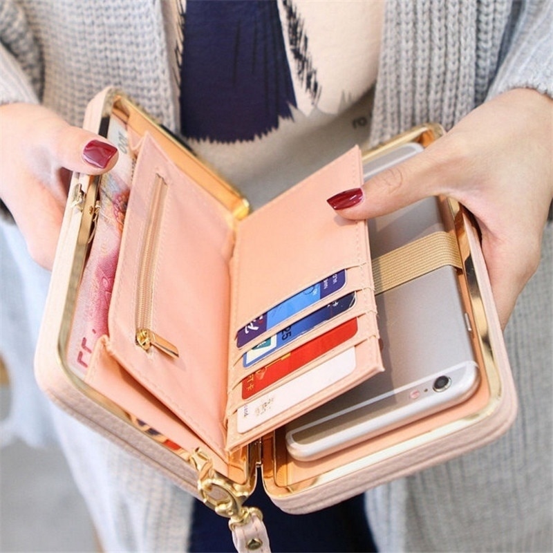Ladies Wallet Female Women's Wallet Snap Coin Purse Phone Bag Bow Multi-card Bit Card Holder Purse Women Luxury Billetera Mujer