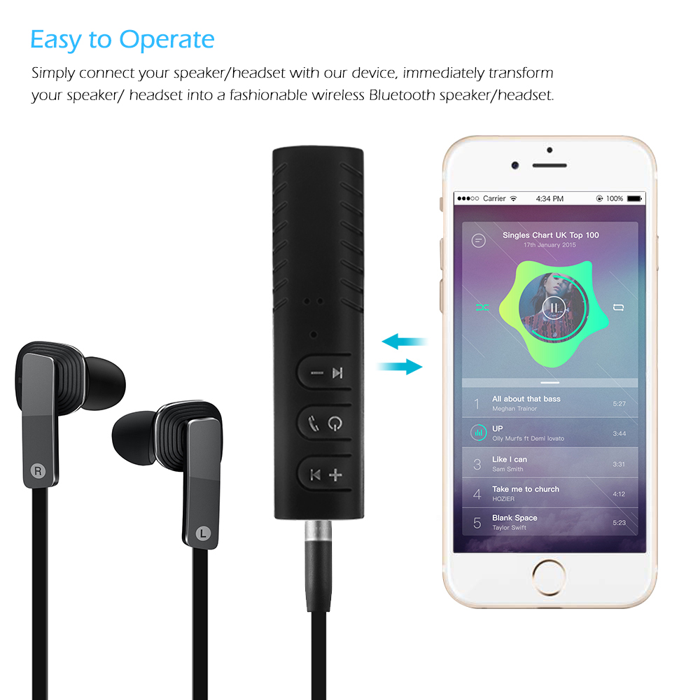 3.5mm jack Bluetooth Car Kit Hands free Music Audio Receiver Adapter Auto AUX Kit for Speaker Headphone Bluetooth Aux