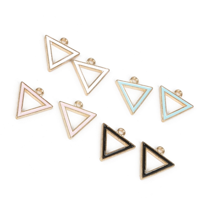 15mm Zinc Alloy Metal Pure Color Enamel Hollow Geometric Triangle Shape Charm Pendant For DIY Earring Necklace Jewelry Findings