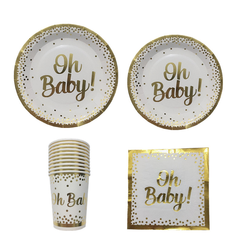 10pcs/lot Oh Baby Printed Paper Cups Baby Shower Decor Gender Reveal Party Pregnancy Birthday Party Decoration Kid Babyshower