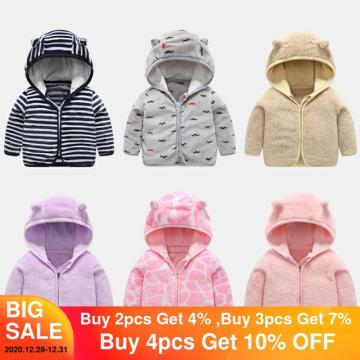Baby Boys and Girls jacket 2021 Spring Autumn Infant Clothes Hooded Toddler Flannel Outwear Children's clothing Baby Coat 0-6Yrs