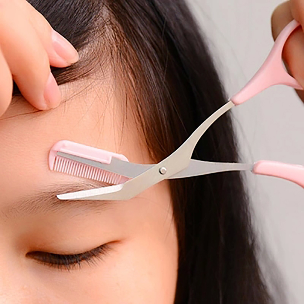 Mini Eyebrow Trimmer Scissors with Comb Eyebrow Grooming Beauty Tool Women Men eye brow trimmer Eyelash Hair Clips