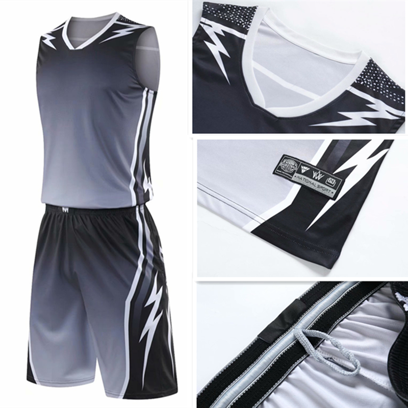 ZMSM youth adult throwback basketball jersey set high quality basketball uniform team custom training vest shorts sports suit