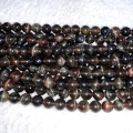 15" Natural Genuine Brown Red Chrysoberyl Andalusite Cats Eye Round Loose Gemstone Jewelry Beads 06457