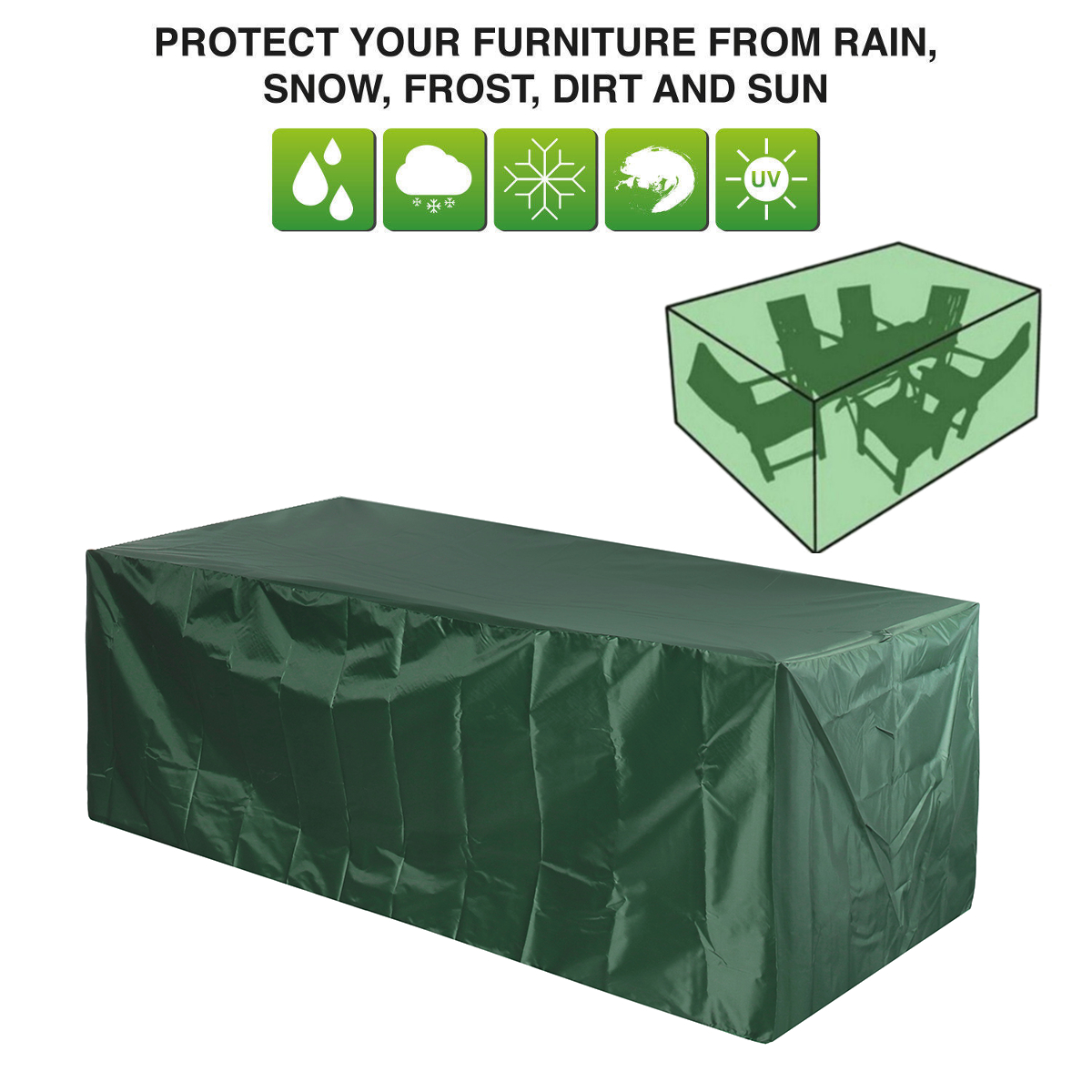 17 Sizes Waterproof Outdoor Patio Garden Furniture Covers 210D Rain Snow Chair covers Sofa Table Chair Dust Proof Cover Green