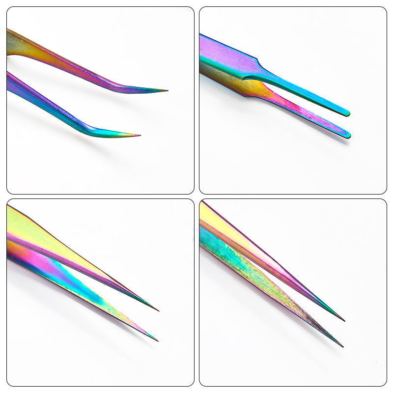 T-TIAO CLUB Chameleon Eyelash Tweezers Stainless Steel Curved Straight Nail Nipper Picker Rhinestone Extensions Eyebrow Tools