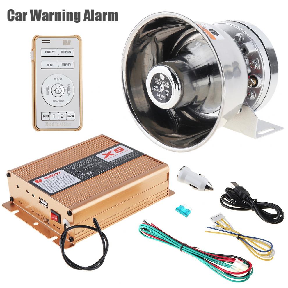 12V 400W 18 Tone Loud Auto Car Siren Horn Warning Alarm Siren Horn PA Speaker with MIC System and Wireless Remote Control