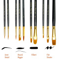 50pcs/Pack Detail Paint Brush Set Professional Synthetic Short Handle Brush Art Brush Supplies Watercolor Oil Paint Brush Set