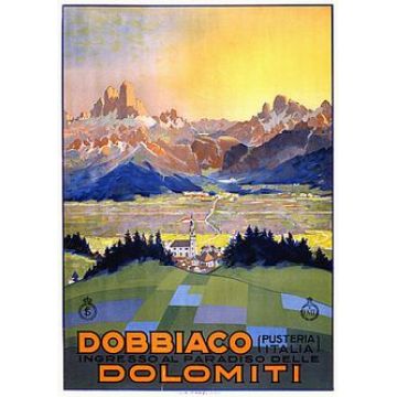 Dobbiaco Dolomites Travel Italy View Landscape Vintage Retro Kraft Canvas Poster DIY Wall Stickers Posters Home Decor Gift