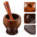1 Set Wooden Mortar and Pestle Grinding Bowl Practical Garlic Crush Pot (Tall)