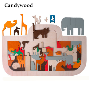 Candywood New Arrival Children Wooden Toys Big 50*30 CM Noah's Ark Puzzles ART IN TOYS Kids Early Learning Puzzle Toys