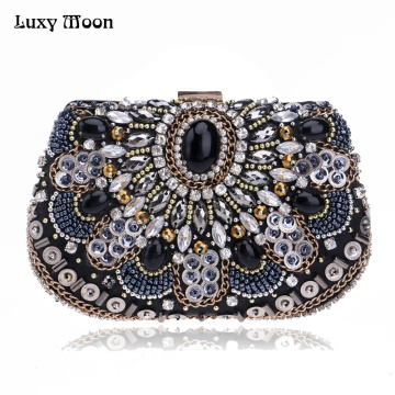 Luxy Moon Women's Handbag Designer Beaded Bridal Diamond Clutch Purse Chain Evening Bag Hot Style Shoulder Messenger Bag w563
