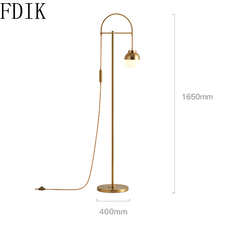 Nordic Gold Led Floor Lamp Simple Round Ball Standing Light for Living Room Bedroom Home Decoration Indoor Lighting fixtures G9
