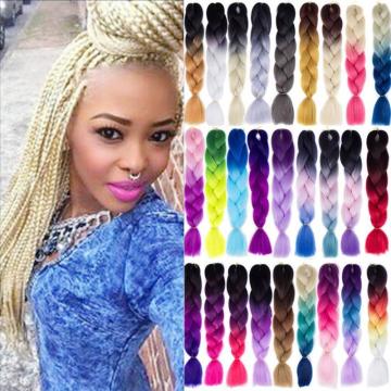 Kong&Li Jumbo Braiding Hair 100g/24 Inch Ombre Brown Green Pink Wholesale Synthetic Extension Hair African Braids