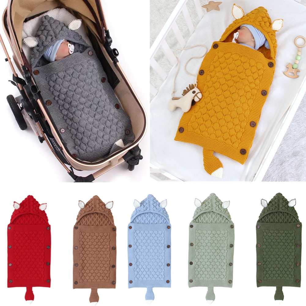 Envelopes for Newborn Baby Wrap Swaddle Blanket Knit Sleeping Bag Receiving Blankets Stroller Wrap for Baby Cocoon Cartoon Fox