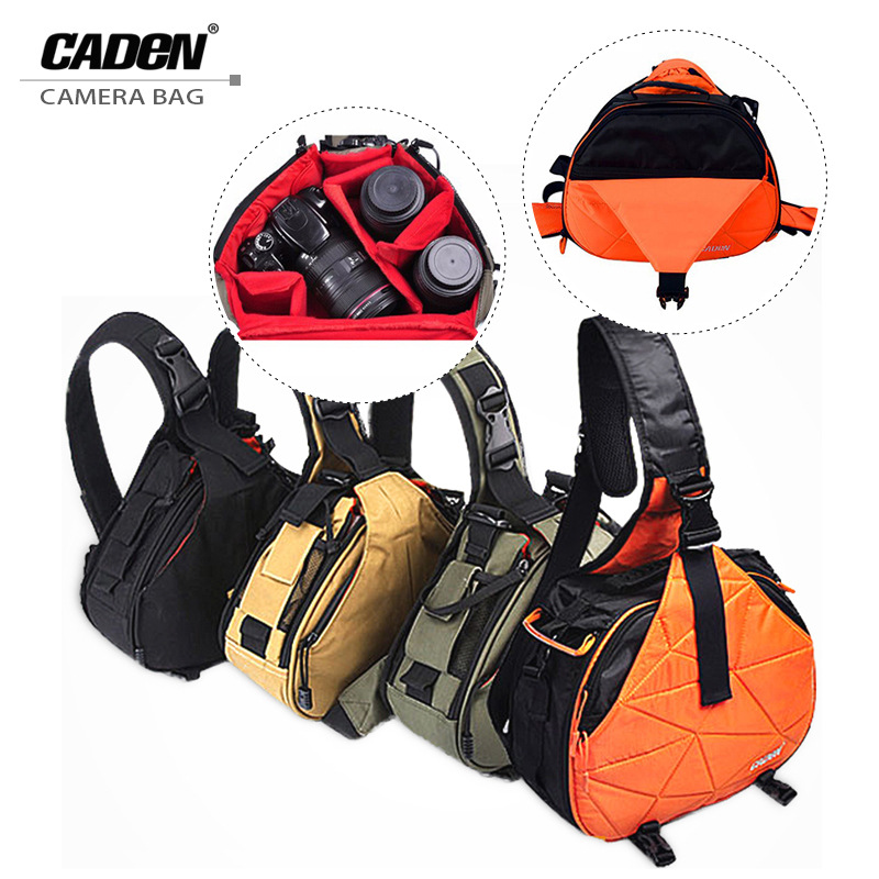 Caden Waterproof Travel Small DSLR Shoulder Camera Bag with Rain Cover Triangle Sling Bag for Sony Nikon Canon Digital Camera K1