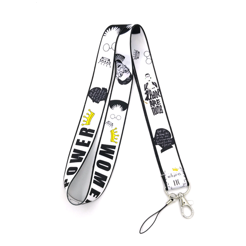 10Pcs Feminist Ruth Bader Ginsburg Keychain Lanyard for Keys USB ID Badge Holder Mobile Phone Straps Neck Strap Hang Rope Ribbon