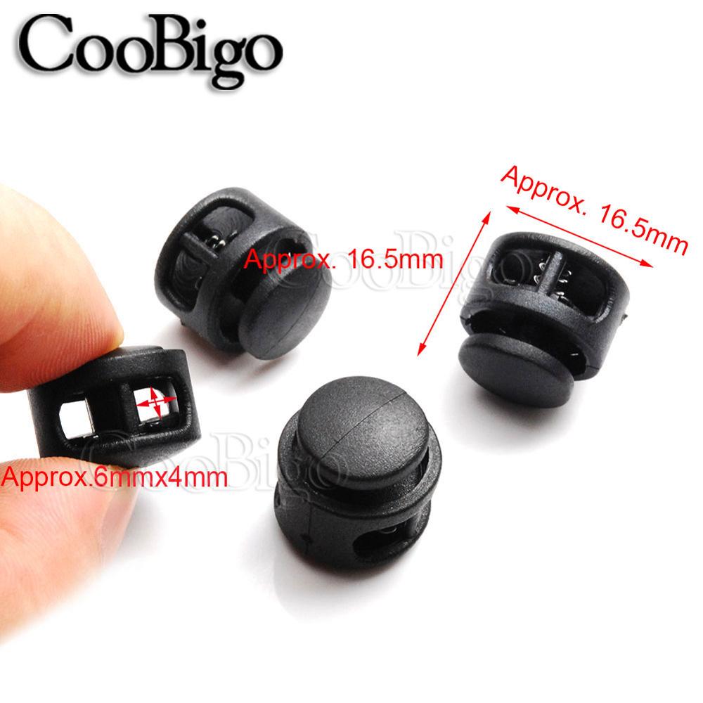 50PCS Double Hole Spring Cord Lock Round Ball Shaped Toggle Stoppers Stop Sliding Cord Fasteners Locks Buttons Ends Replacement