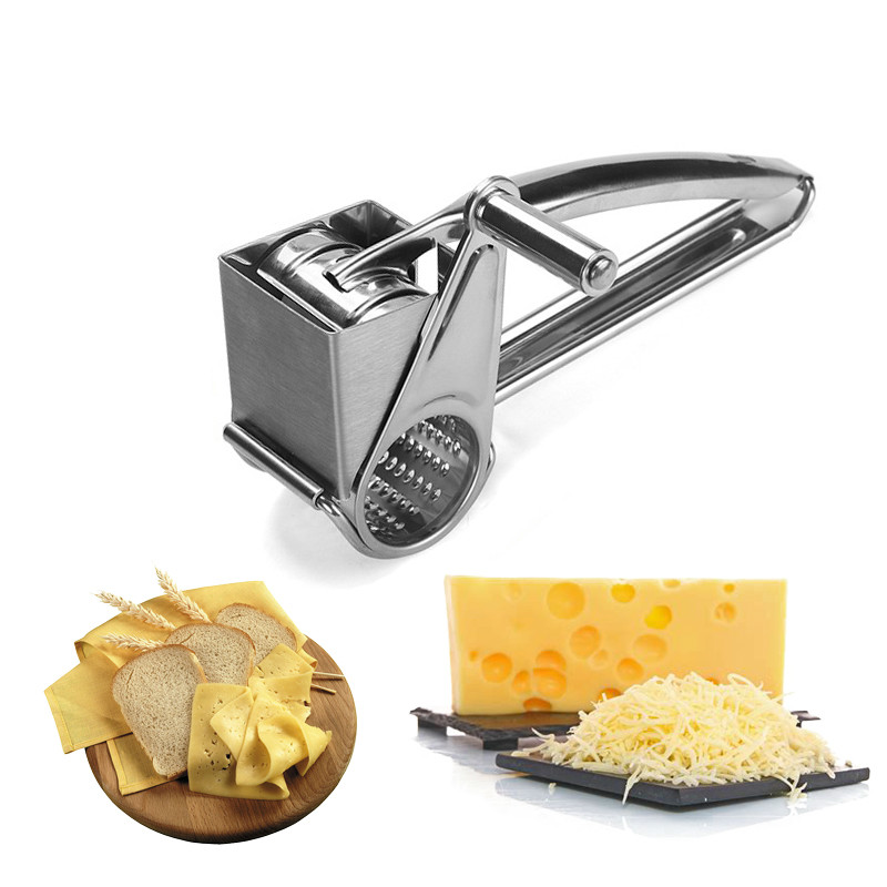Rotary Cheese Grater Stainless Steel Cheese Shredder Multifunction Cheese Slicers Garlic Grinder Kitchen Cheese Tool