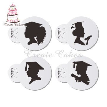 4pcs/set Girl/Boy Chocolate Stencil for Baking Plastic Stencil for Cupcake Decorating Stencil GraduationCookie stencil