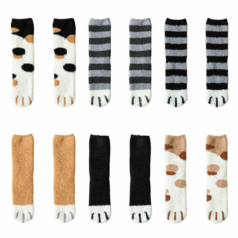 Casual Women Girls Sock Fluffy Warm Slipper Socks Winter Fall Fuzzy Cute Girl Cat Paw Home Sleeping Animal Socks Hosiery 2019