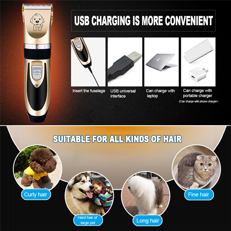 Rechargeable Low-noise Cat Dog Hair Trimmer Electrical Pet Hair Clipper Remover Cutter Grooming Pet Haircut Machine Dropshipping