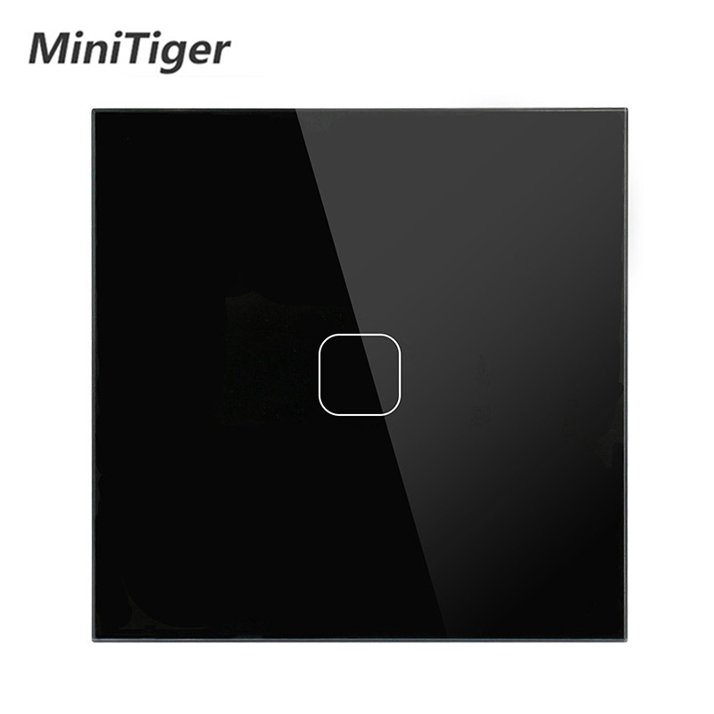 MiniTiger EU/UK Standard,1 Gang 1 Way Wall Touch Switch, White Crystal Glass Switch Panel, 220-250V, Only Touch Function