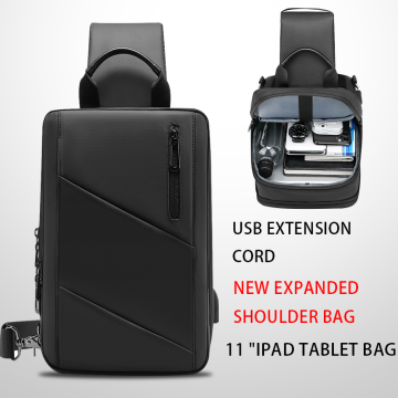 EURCOOL 2020 NEW Scalable Multifunction Crossbody Bags Men USB Charging Chest Pack Messengers Chest Bag Shoulder Bag Male n2003