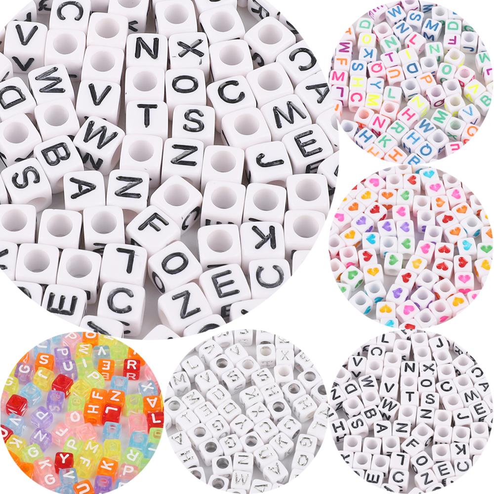 100pcs/lot 6mm Acrylic Beads Square Russian Alphabet Letter Beads For Hanmade Craft Making DIY Scrapbook Decoration