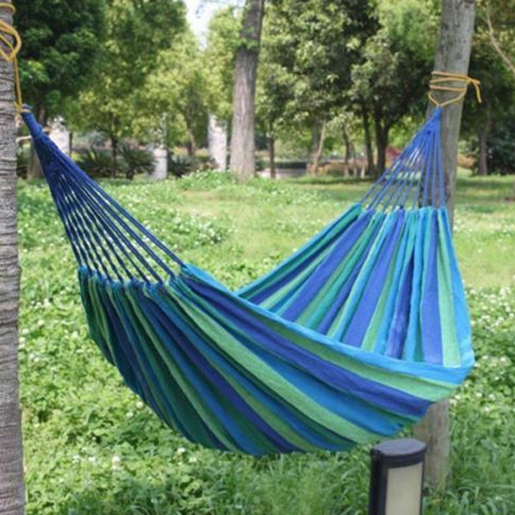 280*80mm 2 Persons Striped Hammock Outdoor Leisure Bed Thickened Canvas Hanging Bed Sleeping Swing Hammock For Camping Hunting