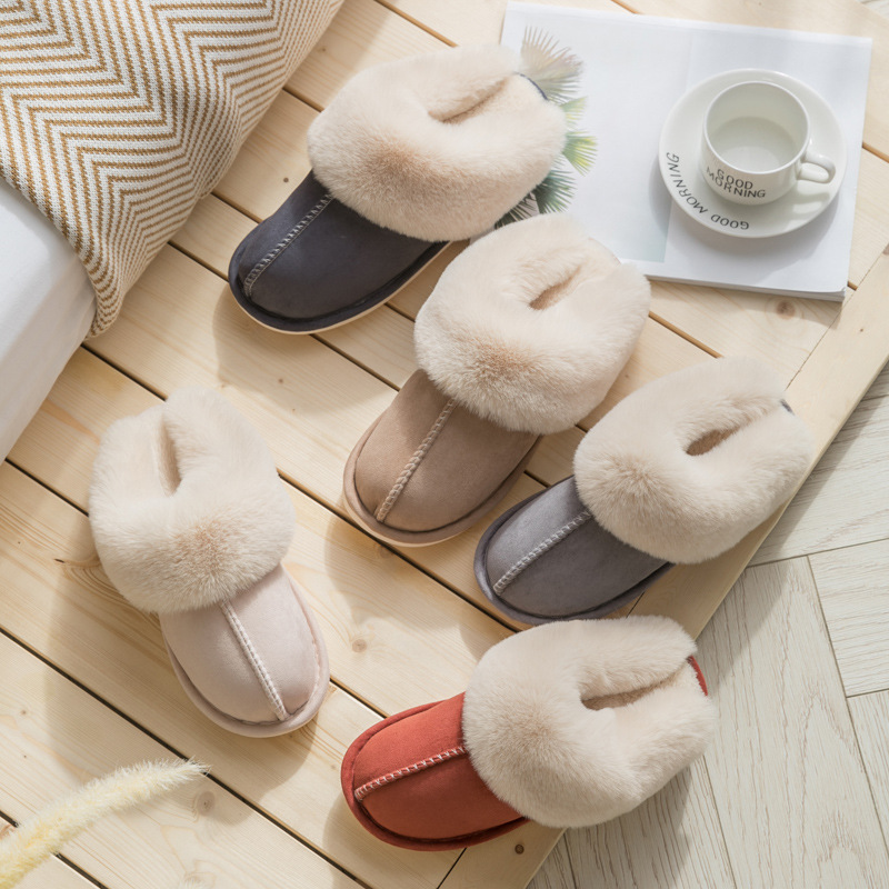 Suihyung Winter Women Fur Slippers Fluffy Fur Slides Soft Warm Indoor Shoes Non-slip Home Bedroom Female Plush slippers Footwear