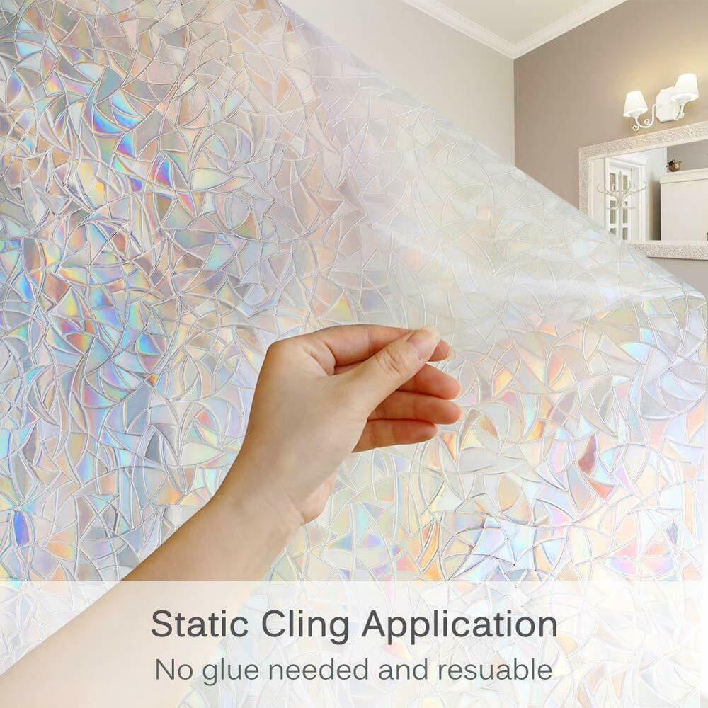 Window Film Rainbow Effect Privacy Static Glass Sticker Adhesive Heat Transfer Vinyl Film On Removable Windows Bathroom