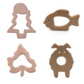 5pcs Baby Teethers Natural Safe Wooden Baby Teething Ring 70mm Necklace Bracelet DIY Craft Wood Ring Toy Teether Baby Gift