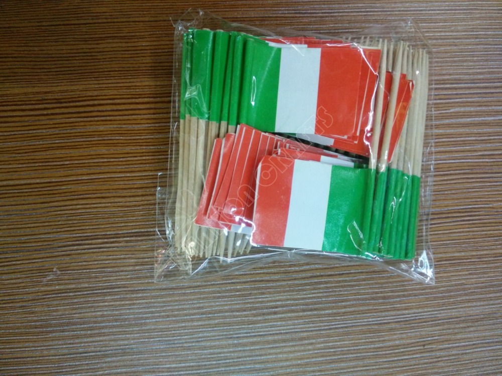 Mini Italy Flag 50Pcs Paper Food Picks Dinner Cake Toothpicks Cupcake Decoration Fruit Cocktail Sticks Party Topper Sticks