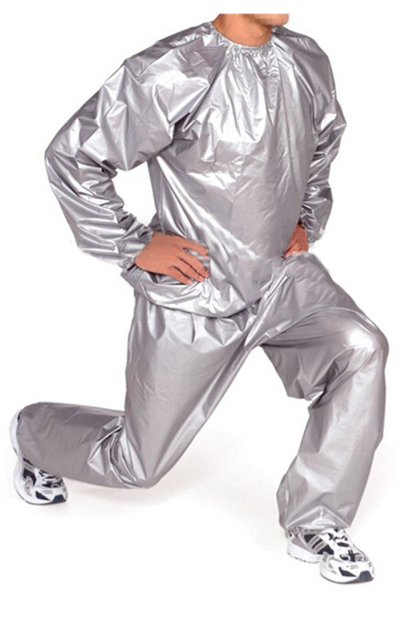 Heavy Duty Fitness Weight Loss Sweat Sauna Suit Exercise Gym Anti-Rip Silver