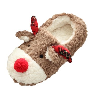 Christmas Slippers Warm Indoor Home Shoe Cute Soft Plush Ball Women Interior Cotton Winter Fur Slippers Plus Size House Slippers