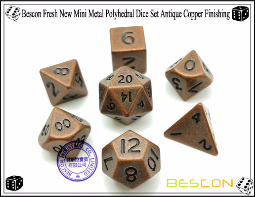 Bescon Fresh New Mini Metal Polyhedral Dice Set Antique Copper Finishing-4