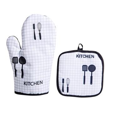 Oven Mitt and Pot Holder Kitchen Heat Resistant Oven Mitten Baking Glove for Microwave Oven Cooking