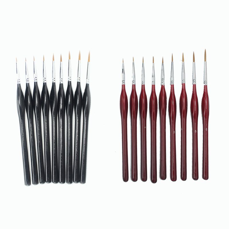 9 Pieces Fine Detail Paint Brush Miniature Painting Brushes Kit Mini Paints Brush Set for Acrylic, Watercolor, Oil, Face, Nail,