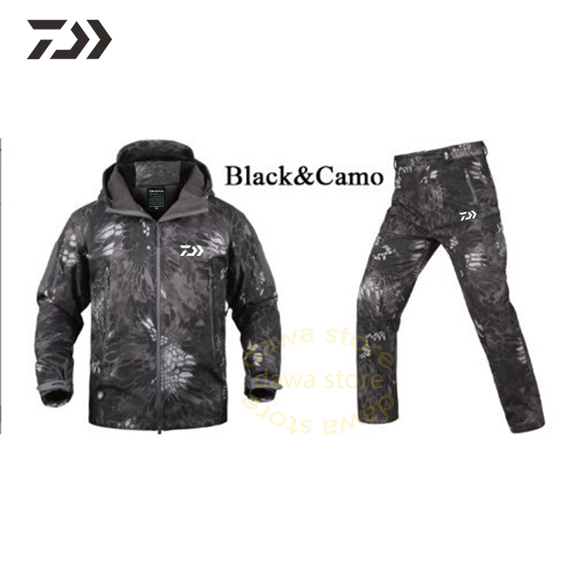 2020 Daiwa Winter for Fishing Suit Tactical Softshell Camouflage Fishing Jacket Waterproof Hunting Outdoor Clothes Fishing Wear