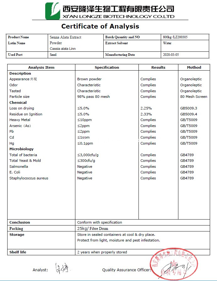 COA-cassia angustifolia seed extract