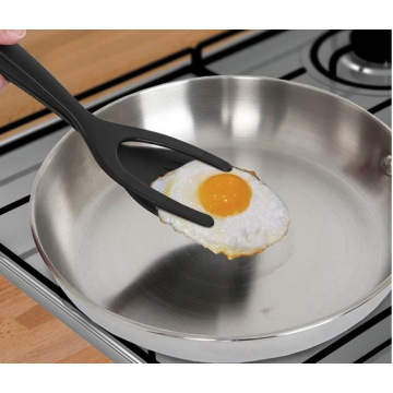2 In 1 Non-Stick Fried Egg Turners Pancake French Toast Omelet Flipper Spatula Turner Bread Tongs Kitchen Utensils Cooking Tool