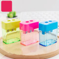 Double Holes Plastic Pencil Sharpeners Candy Color Transparent Standard Pencil Cutting Machine