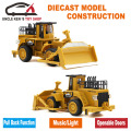 Diecast Asphalt Compactor Scale Model, Mini Road Roller, Smooth Drum Roller, Metal Toy Cars With Pull Back Function/Music/Light
