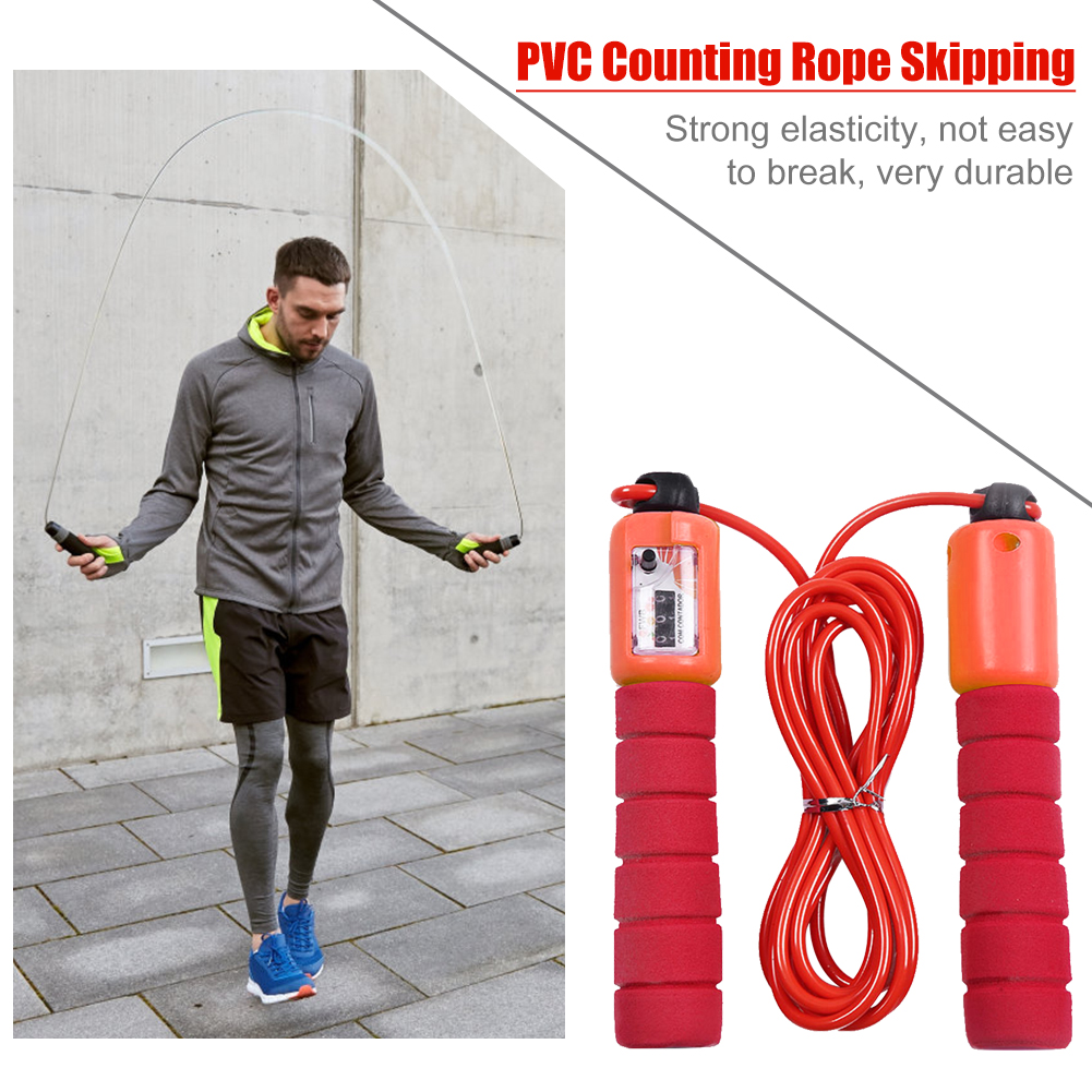 Adjustable Jump Rope with Counter Foam Padded Handle Sports Skipping Rope